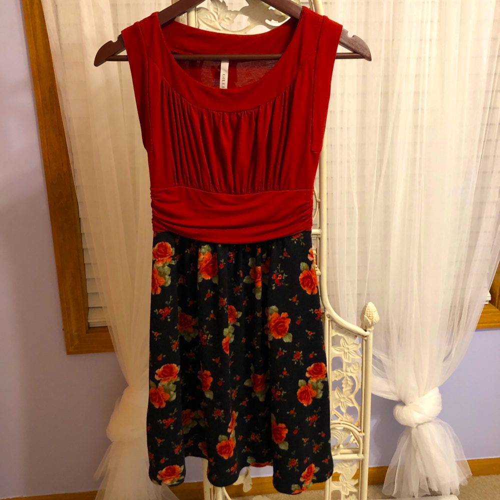 Modcloth Gilli Red Floral A-Line Dress
